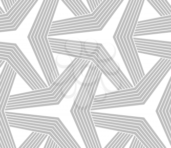 Seamless geometric pattern. Gray abstract geometrical design. Flat monochrome design.Monochrome striped three ray stars.