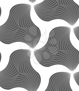 Seamless geometric pattern. Gray abstract geometrical design. Flat monochrome design.Monochrome wavy striped triangles.