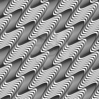 Monochrome abstract geometrical pattern. Modern gray seamless background. Flat simple design.Gray diagonal wavy texture with gradient.