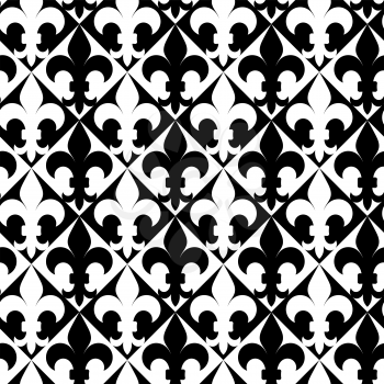Black and white alternating Fleur-de-lis.Seamless stylish geometric background. Modern abstract pattern. Flat monochrome design.