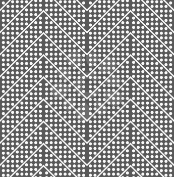 Dotted chevron with lines.Seamless abstract geometric background. Flat monochrome design. Pattern made of gray dots.