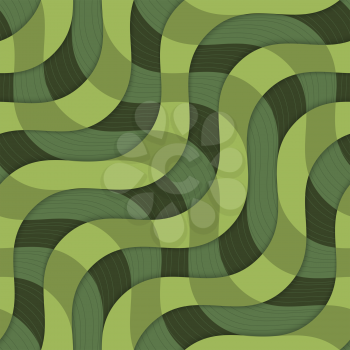Retro 3D green overlapping waves with texture.Abstract layered pattern. Bright colored background with realistic shadow and thee dimentional effect.