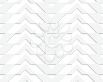 White 3D horizontally striped chevron.Seamless geometric background. Modern monochrome 3D texture. Pattern with realistic shadow and cut out of paper effect.