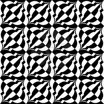 Black and white diagonal bulbs checkered.Seamless stylish geometric background. Modern abstract pattern. Flat monochrome design.