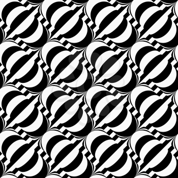 Black and white diagonal bulbs on stripes.Seamless stylish geometric background. Modern abstract pattern. Flat monochrome design.