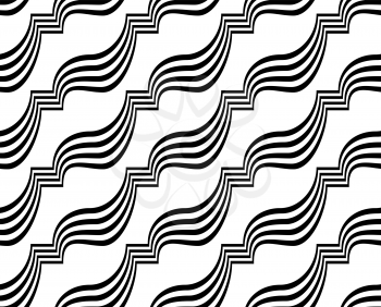 Black and white diagonal ribbons.Seamless stylish geometric background. Modern abstract pattern. Flat monochrome design.