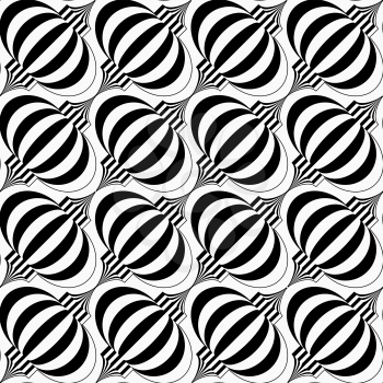 Black and white diagonal striped bulbs.Seamless stylish geometric background. Modern abstract pattern. Flat monochrome design.