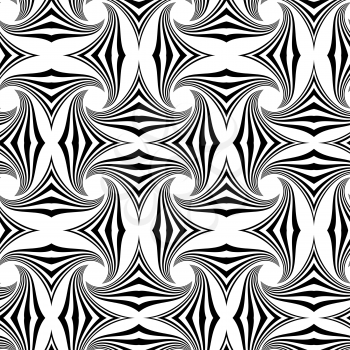 Black and white striped pin wheel.Seamless stylish geometric background. Modern abstract pattern. Flat monochrome design.