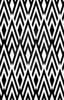 Black and white striped slim diamonds.Seamless stylish geometric background. Modern abstract pattern. Flat monochrome design.