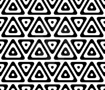 Black and white triangles in row.Seamless stylish geometric background. Modern abstract pattern. Flat monochrome design.