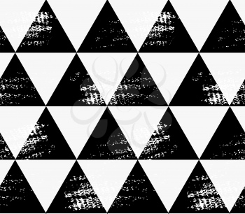 Abstract black triangles with grunge.Hand drawn with paint brush seamless background.Modern hipster style design.