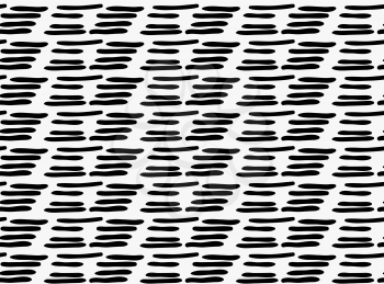 Black marker drawn simple dashes.Hand drawn with paint brush seamless background. Abstract texture. Modern irregular tilable design.