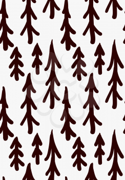 Black marker drawn trees.Hand drawn with paint brush seamless background. Abstract texture. Modern irregular tilable design.