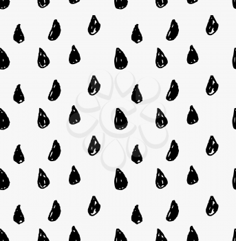 Black marker water drops.Free hand drawn with ink brush seamless background. Abstract texture. Modern irregular tilable design.