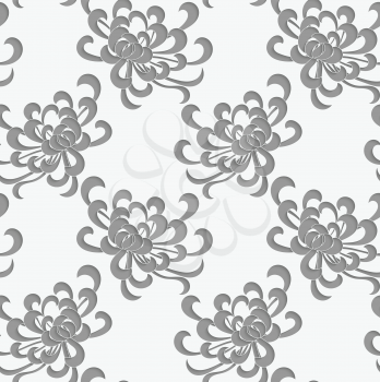 Aster flower 3D perforated paper.Seamless pattern.  