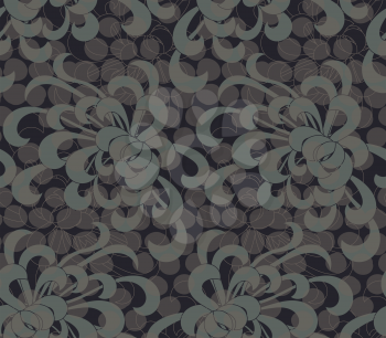 Aster flower green with overlaying dots.Seamless pattern. Floral fabric collection.