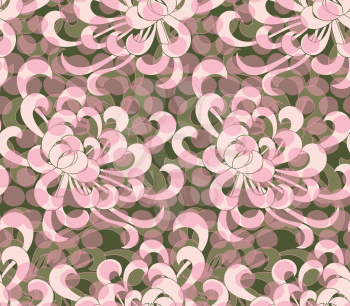 Aster flower pink with overlaying dots.Seamless pattern. Floral fabric collection.