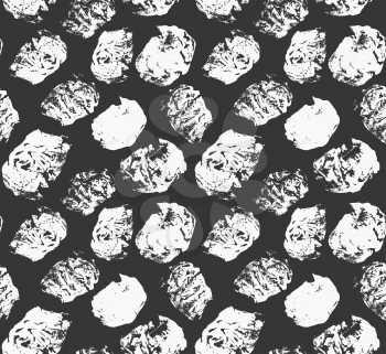 Grungy spots white on black.Hand drawn with ink seamless background.Modern hipster style design.