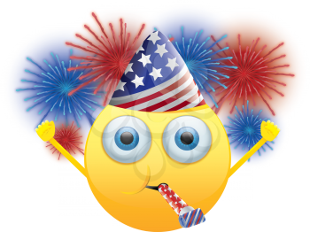 Royalty Free Clipart Image of a Celebrating American Happy Face