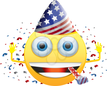 Royalty Free Clipart Image of a Celebrating American Happy Face