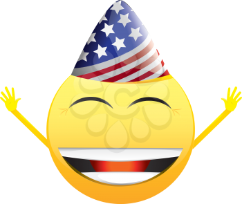 Royalty Free Clipart Image of a Celebrating American Happy Face