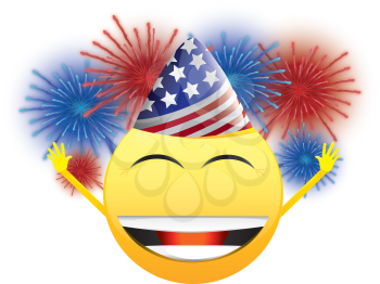 Royalty Free Clipart Image of a Celebrating American Happy Face