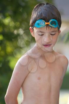 Young child playing in the water