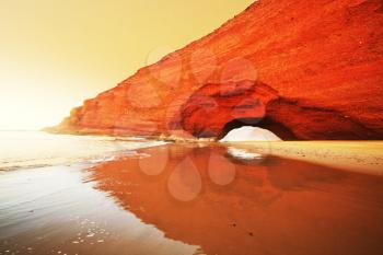 Royalty Free Photo of an Arch Formation on the Beach in Morocco