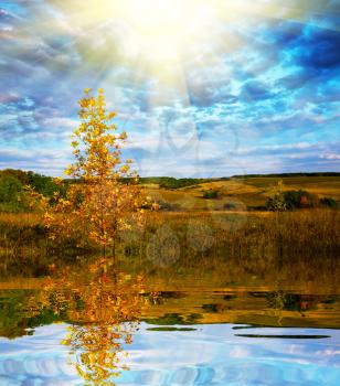 Royalty Free Photo of a Lake in Autumn