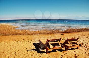 Royalty Free Photo of Beach Chairs on a Beach