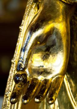 Royalty Free Photo of a Golden Buddha Statues Hand