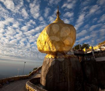 Royalty Free Photo of a Golden Rock Stupa in Myanmar