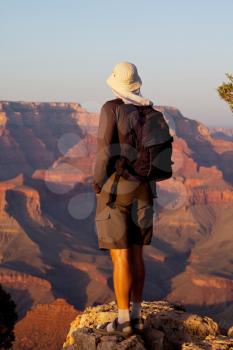 Royalty Free Photo of a Tourist at the Grand Canyon
