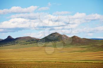 Royalty Free Photo of a Field and Hills