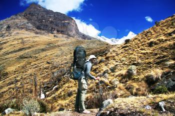Royalty Free Photo of a Backpacker in the Cordillera Mountains