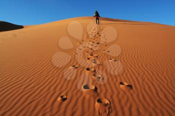 Royalty Free Photo of a Man Walking in the Desert