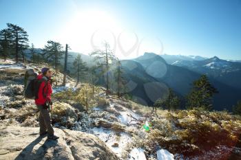 Royalty Free Photo of a Hiker in the Yosemite Mountains