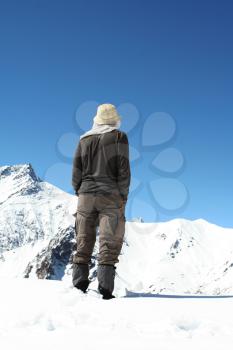 Royalty Free Photo of a Man in the Mountains