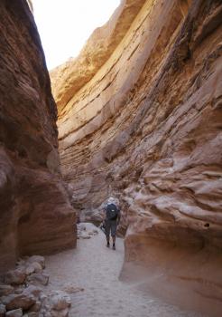 Royalty Free Photo of a Man in a Canyon in Egypt