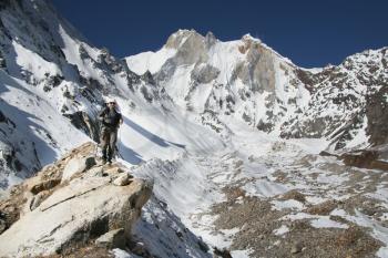 Royalty Free Photo of a Hiker in the Shivaling Region