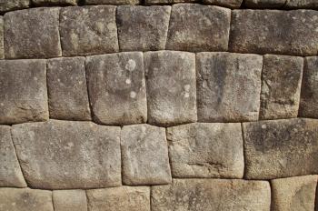Royalty Free Photo of a Stone Wall at the Ruins of Machu-Picchu, Peru
