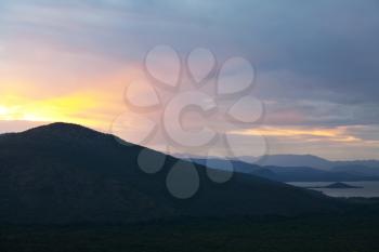Royalty Free Photo of a Sunrise Over the Mountains