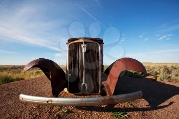 Royalty Free Photo of a Retro Car on Route 66