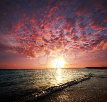 Royalty Free Photo of an Ocean Sunset in Hawaii