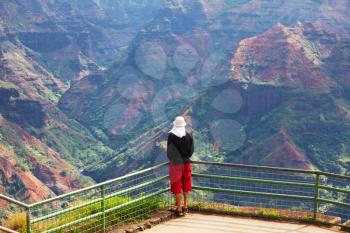 tourist in Waimea Canyon,Kauai