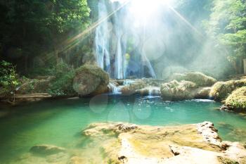 rainbow in waterfall