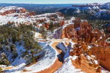 Bryce canyon  with snow in winter season.