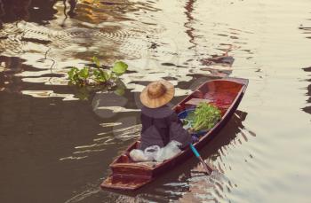 Floating market in the Thailand.