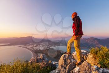 Man on the sheer cliff