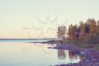 Beautuful serenity morning scene. Lake in Finland.